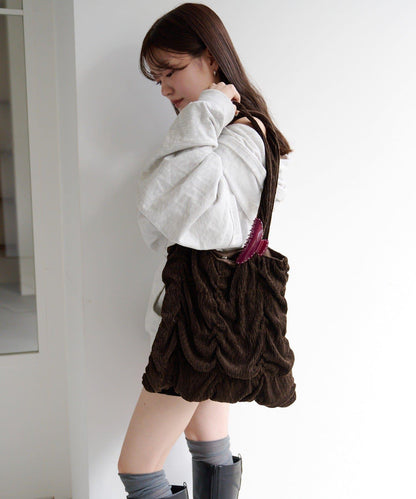 天鵝絨波紋托特包