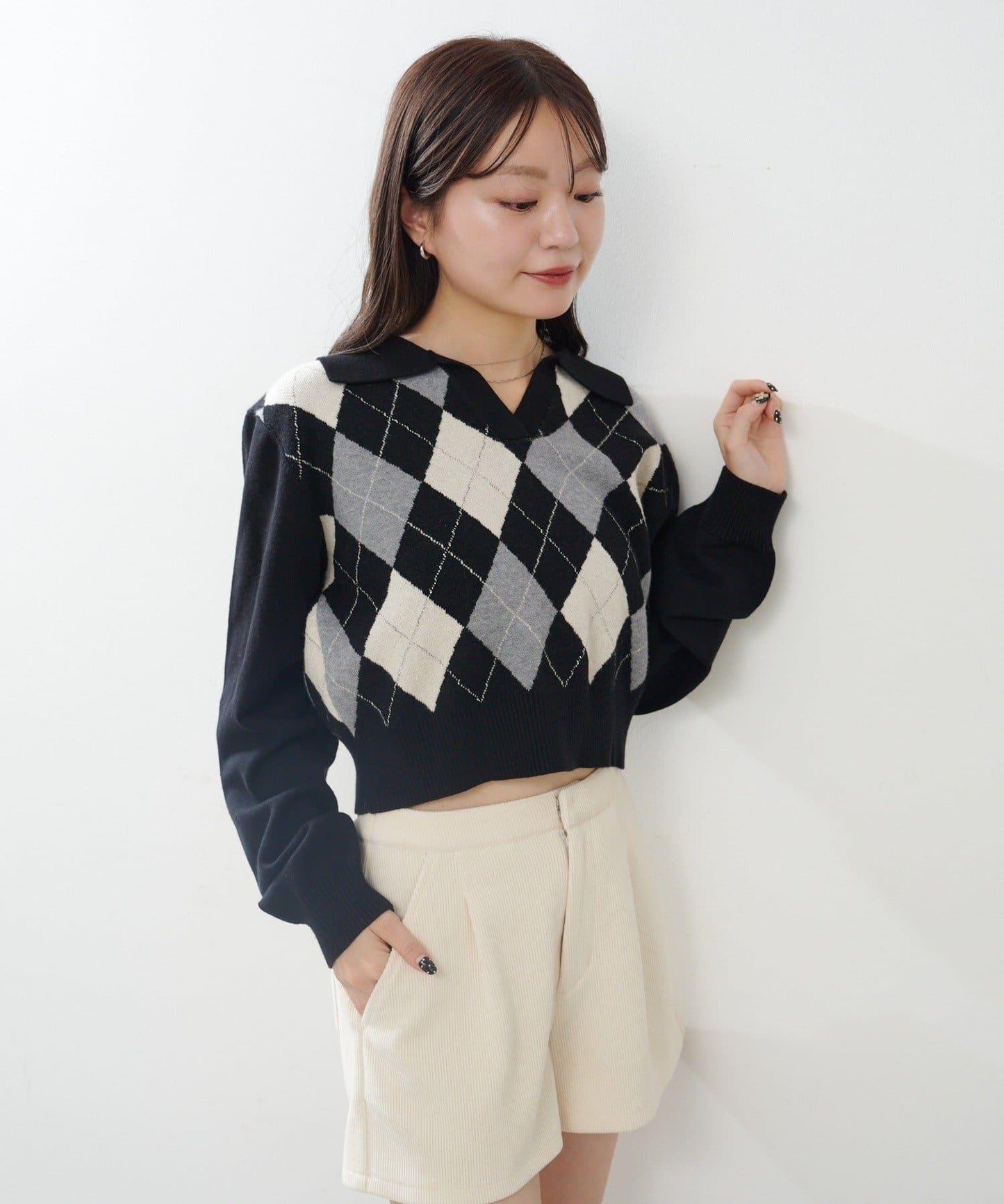 菱格針織開衫