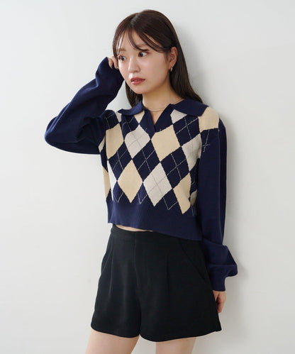 菱格針織開衫