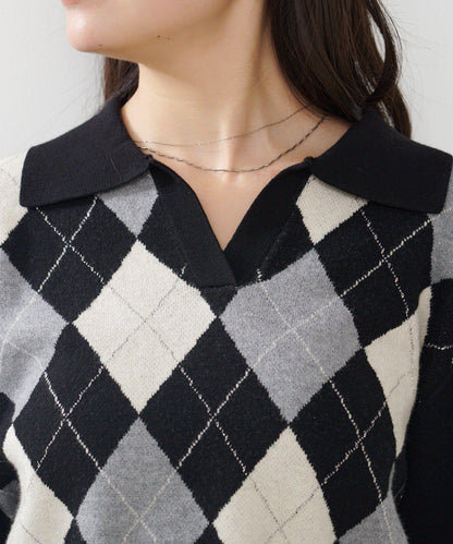 菱格針織開衫
