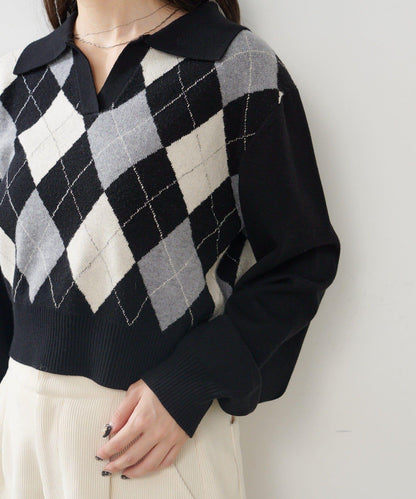 菱格針織開衫