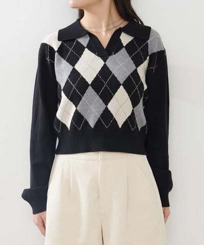 菱格針織開衫