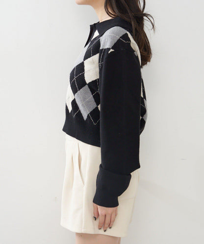 菱格針織開衫
