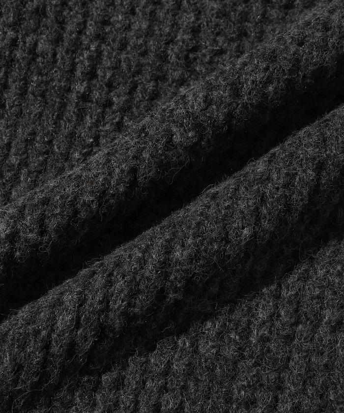 寬鬆版型羊毛混紡華夫格針織圓領毛衣