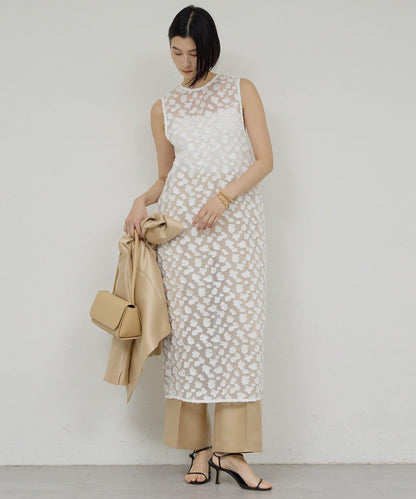 提花透視連衣裙