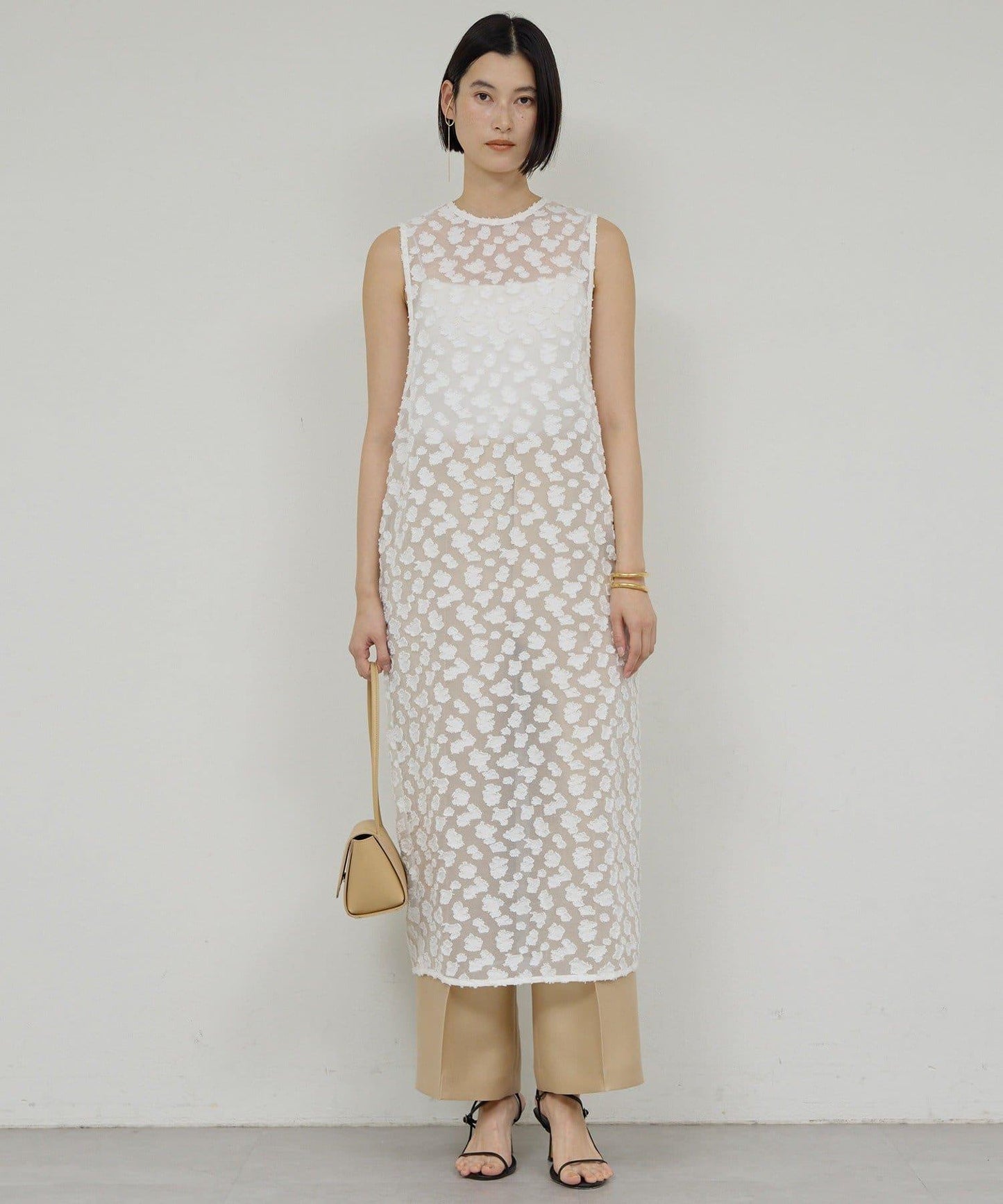 提花透視連衣裙