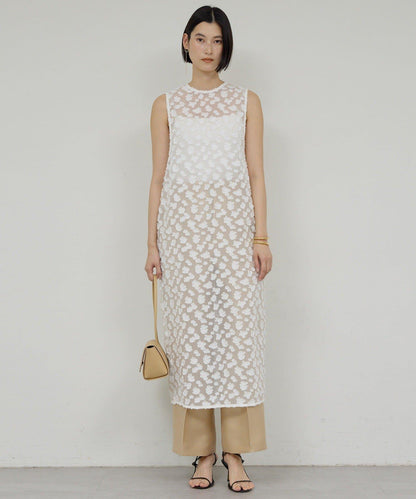 提花透視連衣裙