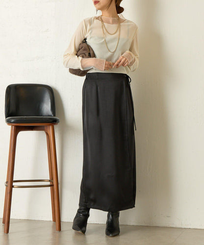 裹身風緞面半身裙