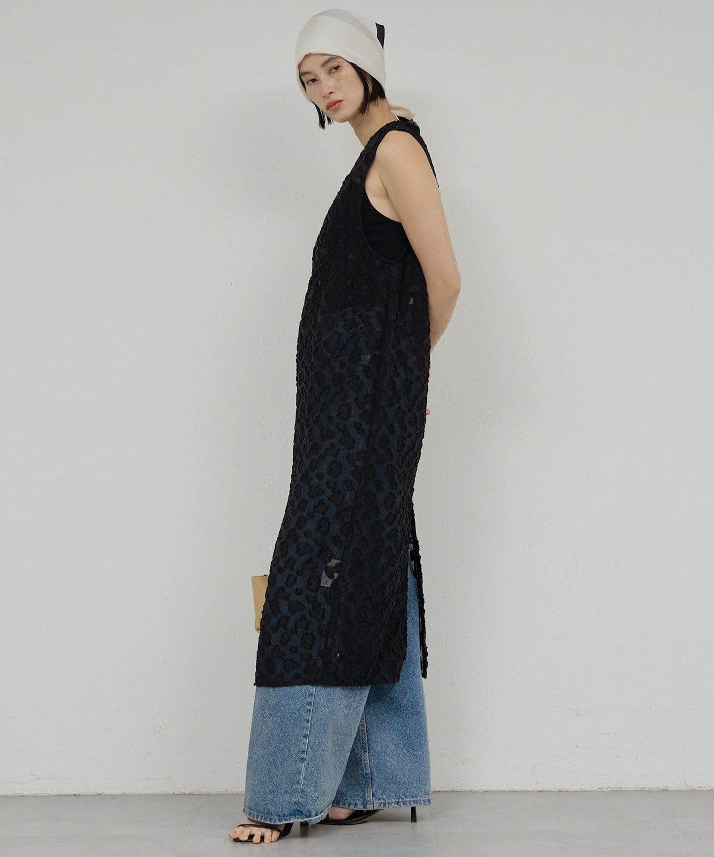 提花透視連衣裙