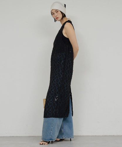 提花透視連衣裙