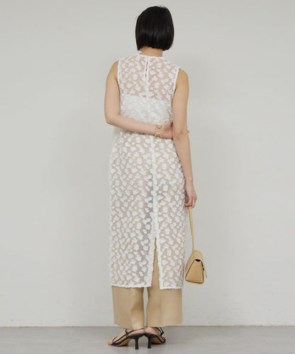 提花透視連衣裙