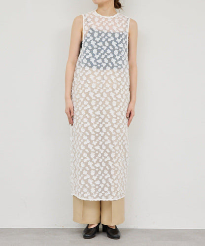 提花透視連衣裙