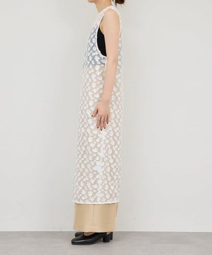 提花透視連衣裙