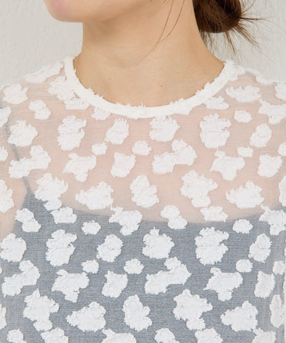 提花透視連衣裙