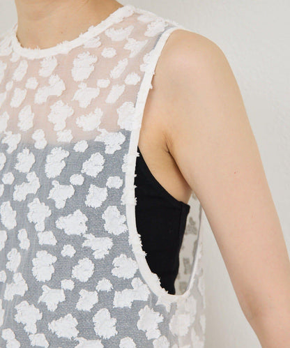 提花透視連衣裙