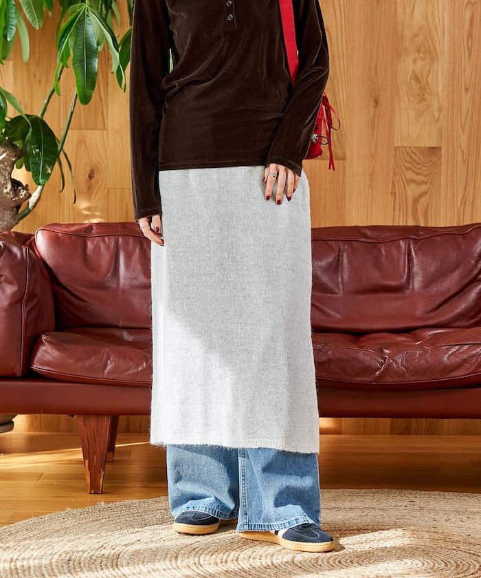 【套裝商品】鏤空針織打底褲裙套裝/蕾絲針織裙