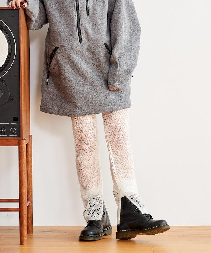 【套裝商品】鏤空針織打底褲裙套裝/蕾絲針織裙