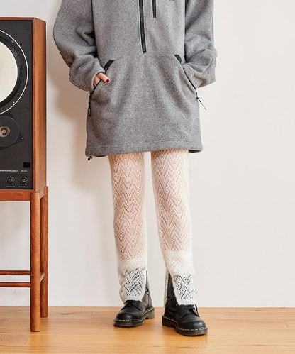 【套裝商品】鏤空針織打底褲裙套裝/蕾絲針織裙