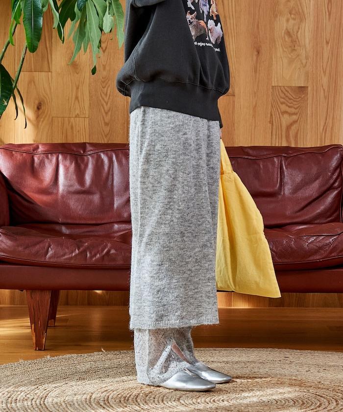 【套裝商品】鏤空針織打底褲裙套裝/蕾絲針織裙