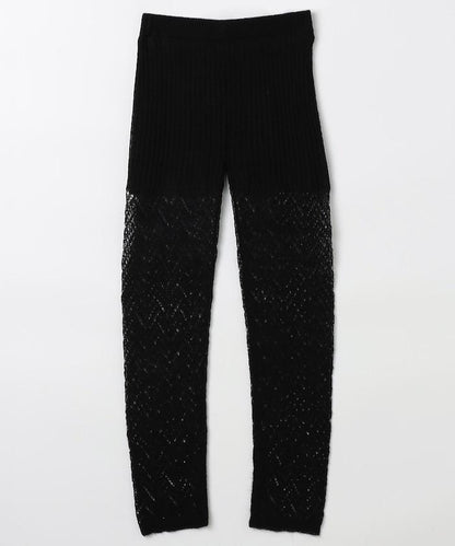 【套裝商品】鏤空針織打底褲裙套裝/蕾絲針織裙