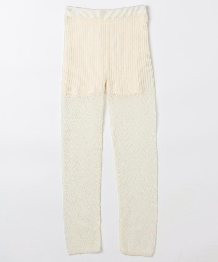 【套裝商品】鏤空針織打底褲裙套裝/蕾絲針織裙