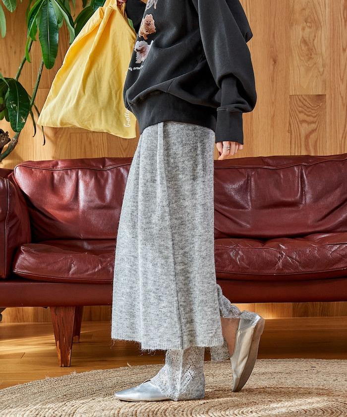 【套裝商品】鏤空針織打底褲裙套裝/蕾絲針織裙