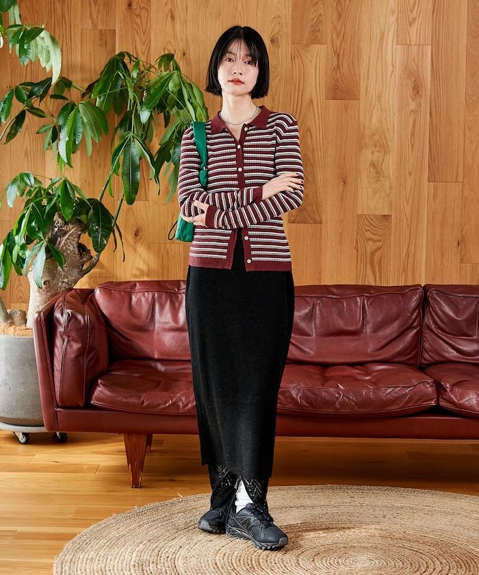 【套裝商品】鏤空針織打底褲裙套裝/蕾絲針織裙