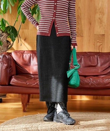 【套裝商品】鏤空針織打底褲裙套裝/蕾絲針織裙