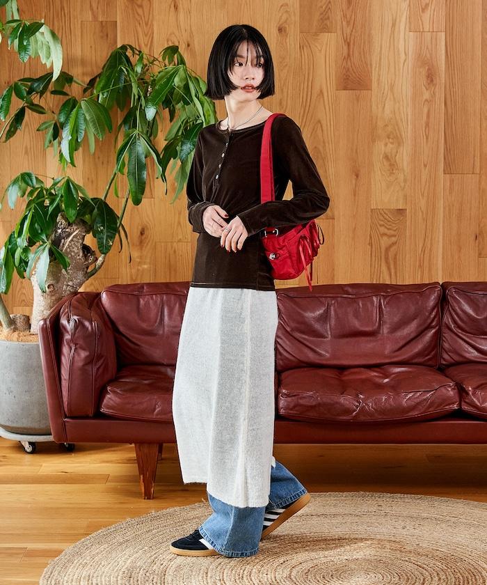 【套裝商品】鏤空針織打底褲裙套裝/蕾絲針織裙