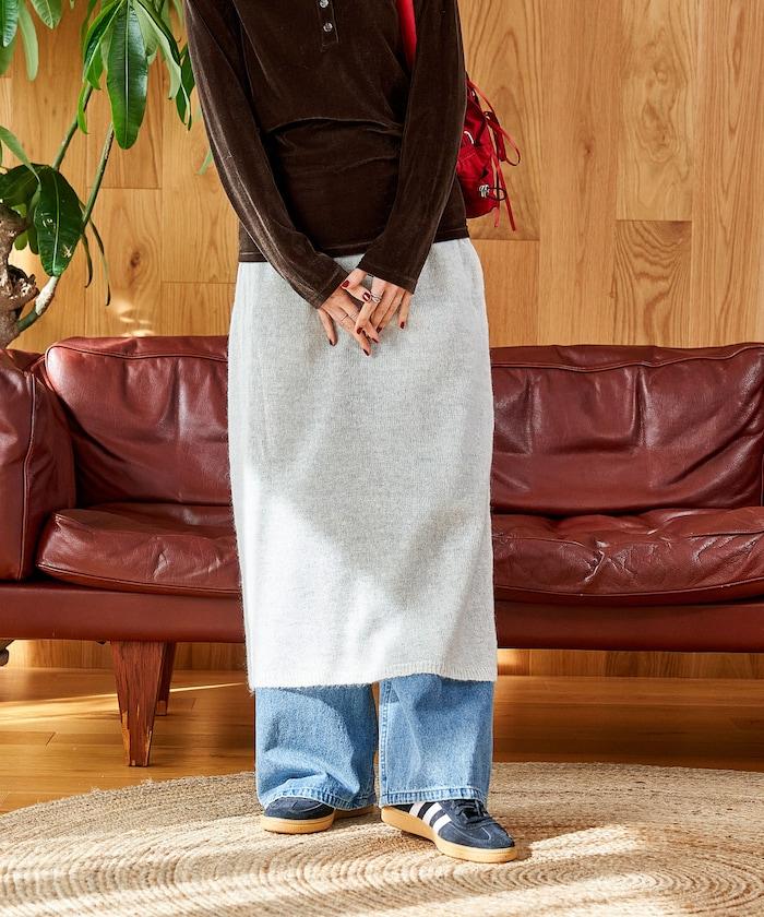 【套裝商品】鏤空針織打底褲裙套裝/蕾絲針織裙