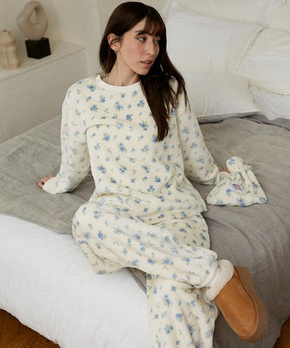 花卉印花法蘭絨家居服三件套