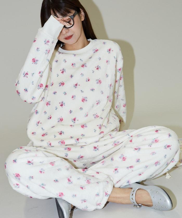 花卉印花法蘭絨家居服三件套