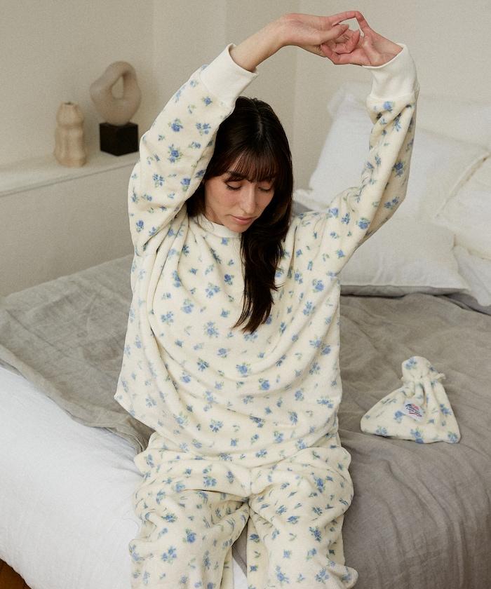 花卉印花法蘭絨家居服三件套