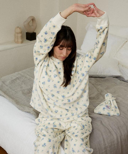 花卉印花法蘭絨家居服三件套