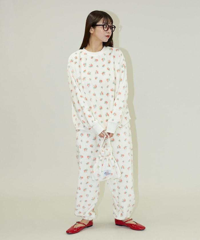 花卉印花法蘭絨家居服三件套