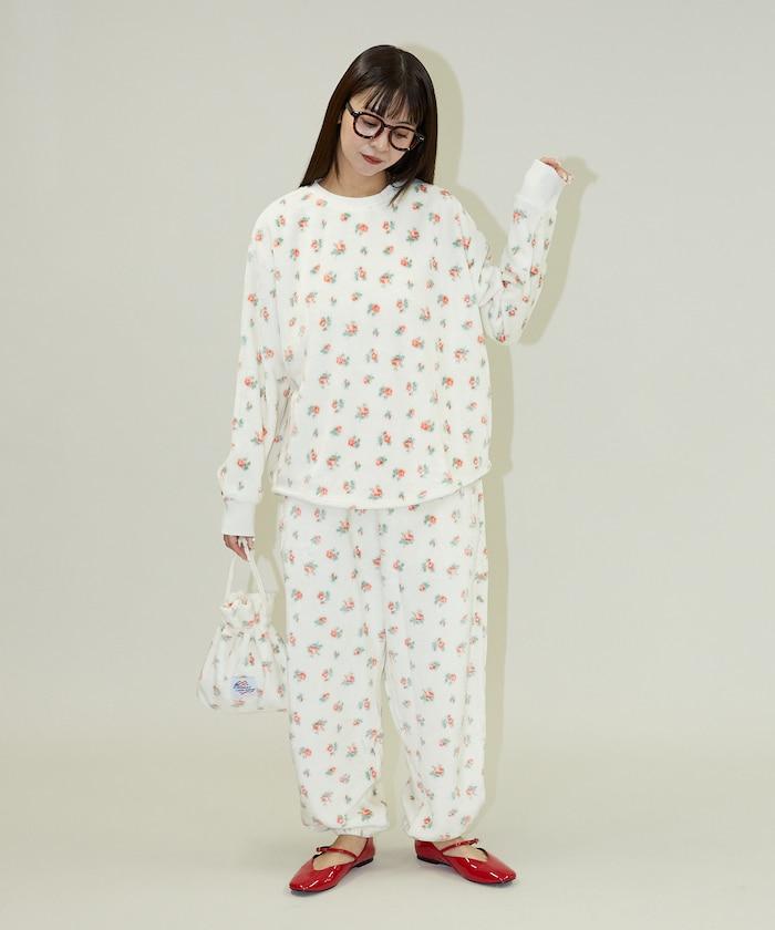 花卉印花法蘭絨家居服三件套