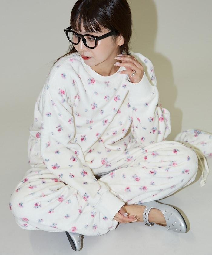 花卉印花法蘭絨家居服三件套