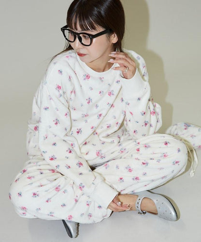 花卉印花法蘭絨家居服三件套