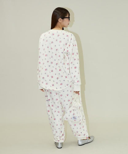 花卉印花法蘭絨家居服三件套