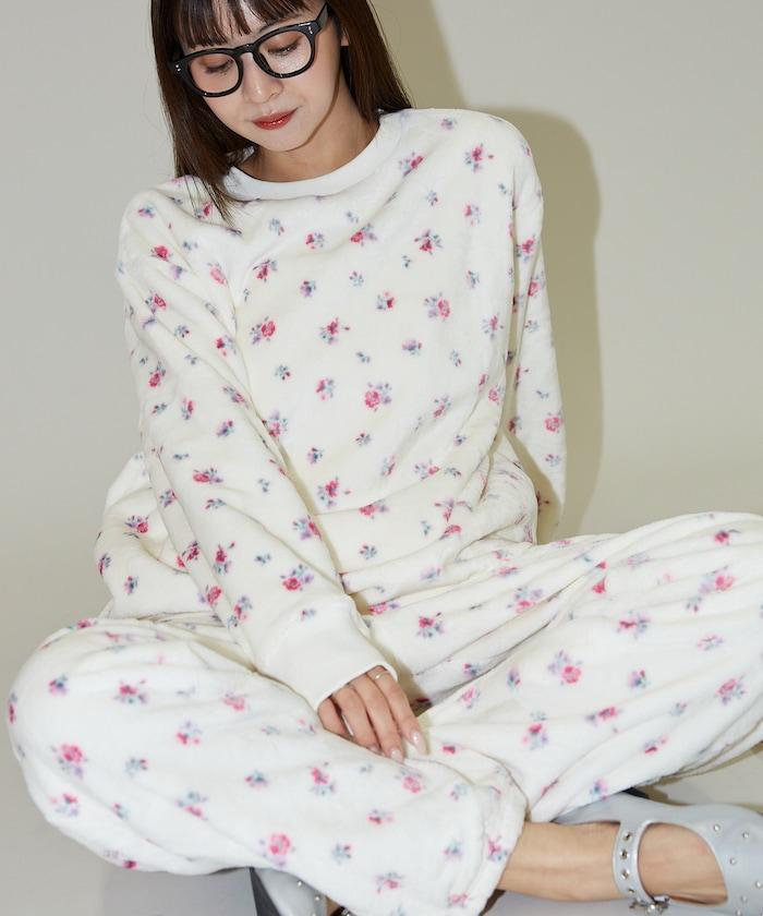 花卉印花法蘭絨家居服三件套