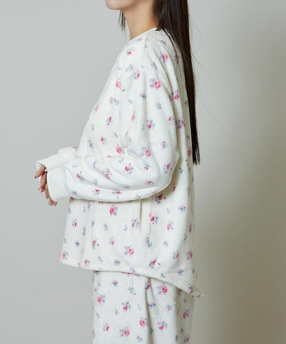 花卉印花法蘭絨家居服三件套