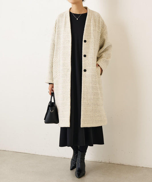 格紋長款大衣