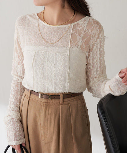 【疊穿推薦】Qanos蕾絲拼接長袖T恤