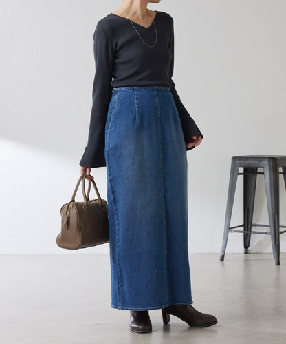 【彈力面料◎】Q.anos 修身牛仔半身裙