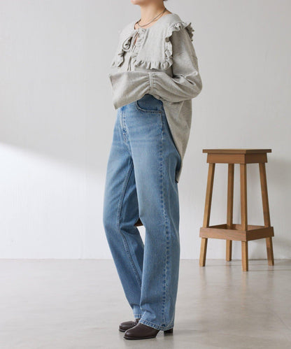 【領子可拆卸】Qanos 帶領荷葉邊長袖T恤