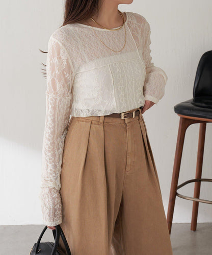 【疊穿推薦】Qanos蕾絲拼接長袖T恤