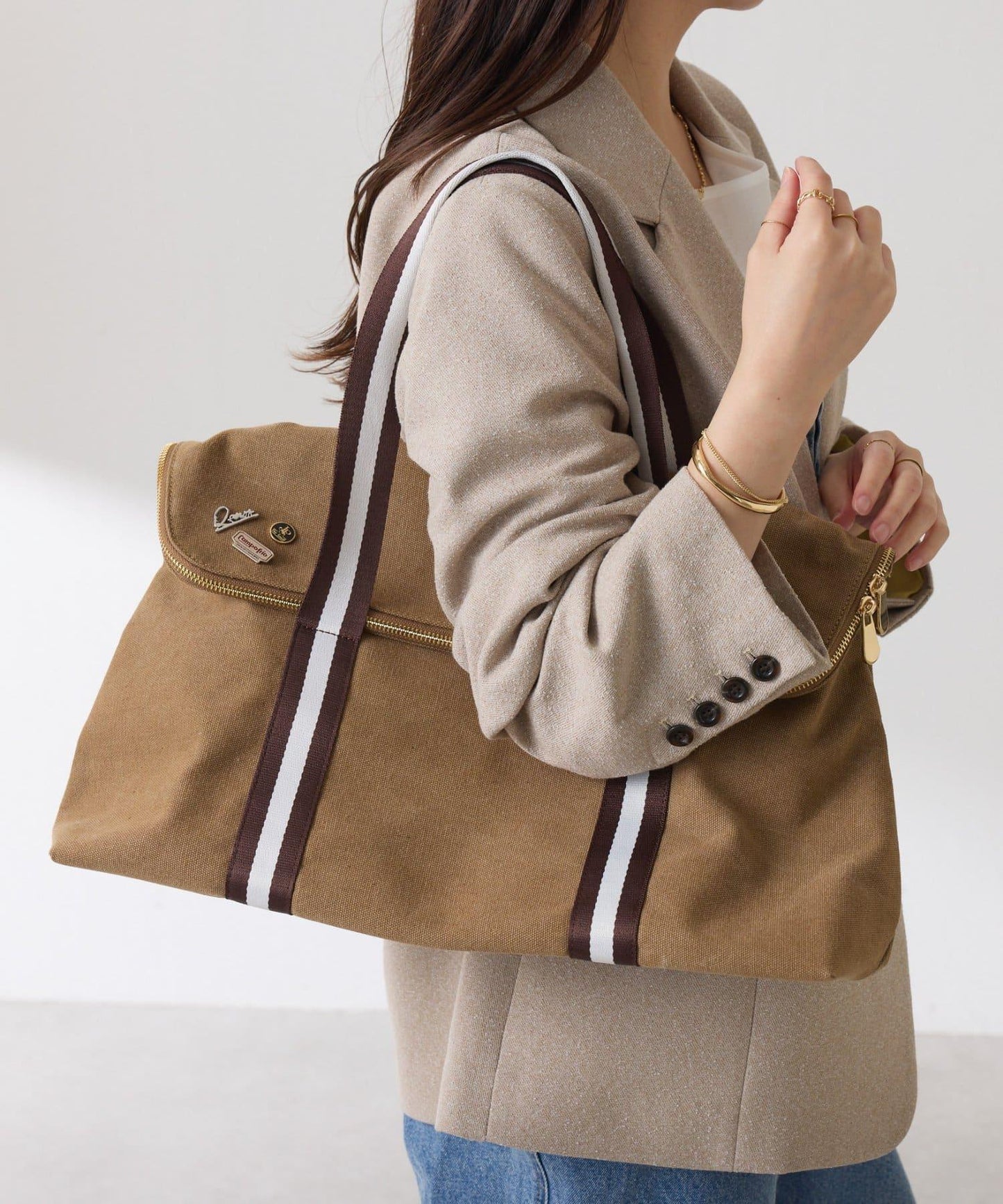 【附胸針】Q.anos大號波士頓托特包