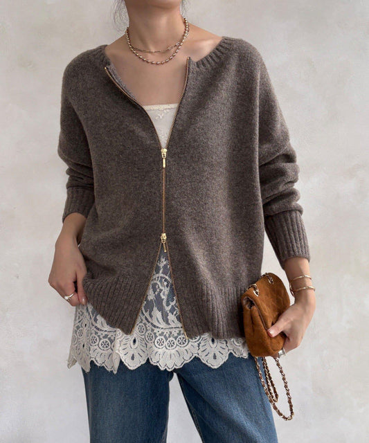 標誌拉鍊兩穿套頭衫