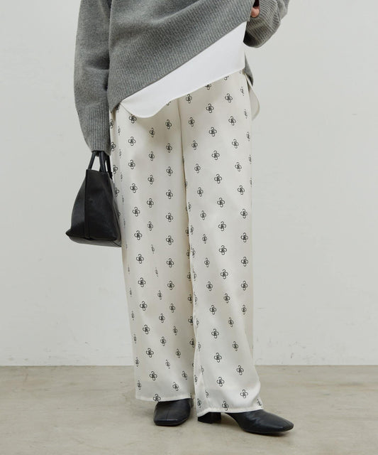 【近期開始】【可手洗】印花緞面長褲