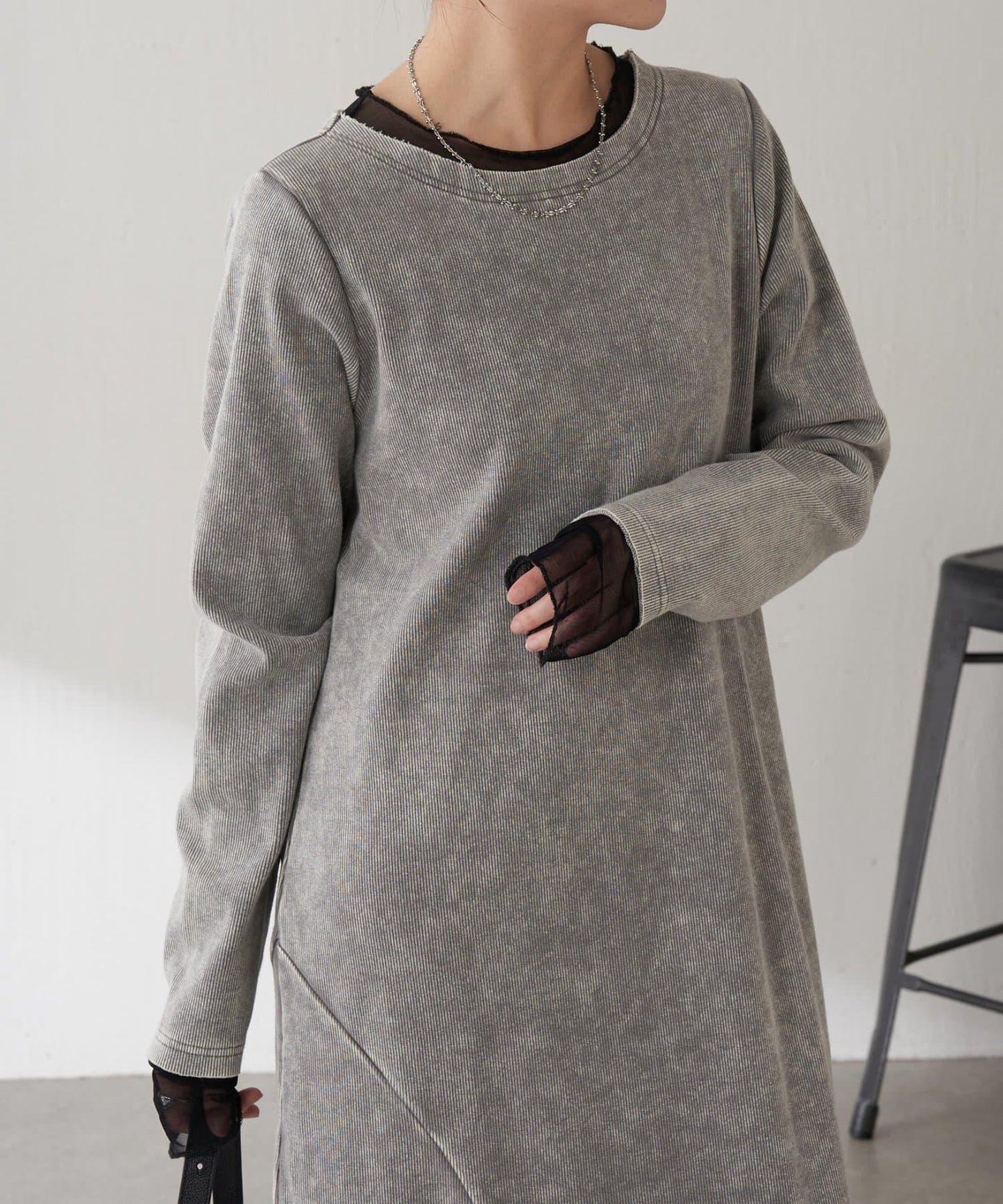 【修身顯瘦】Q.anos 網紗拼接連衣裙